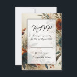 Cartão RSVP Burnt Orange and Blue Fall Flowers Wedding<br><div class="desc">This classic wedding RSVP card features refined typography for a timeless and sophisticated look. The front of the card provides a clean, uncluttered space for guest names and attendance selection, making responses easy and intuitive. The reverse side includes a dedicated meal choice layout, allowing guests to simply circle their preferred...</div>