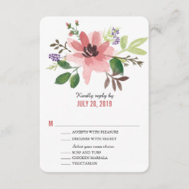 Cartão RSVP Burst de Flor Cor de Água Rosa | VP de Casamento
