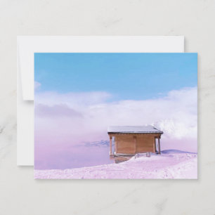 Cartão RSVP Cabana de Montanha Francesa na Neve