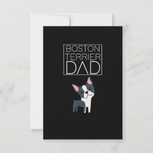 Cartão RSVP Cachorro Boston Terrier Pai Mens I Love Custa Engr