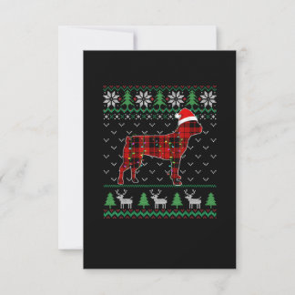 Cartão RSVP Cachorro Vermelho Xadrez Feio de Natal Luz Boston