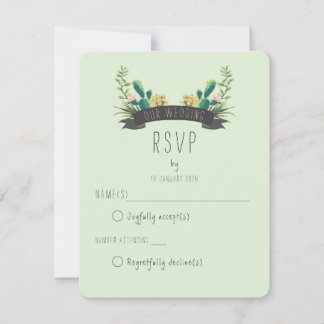 Cartão RSVP Cactus and Succulent Boho Wedding