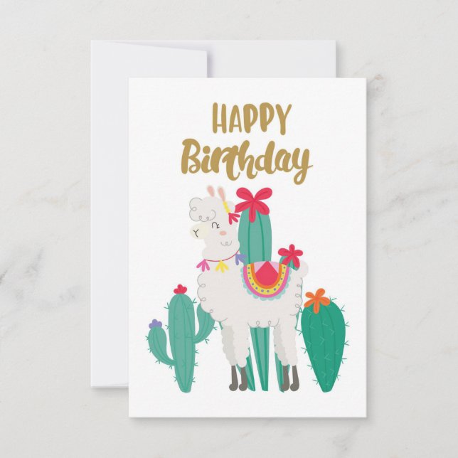 Cartão RSVP Cactus Happy Birthday (Frente)
