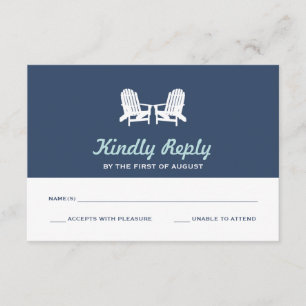 Cartão RSVP Cadeiras de praia de Adirondack que Wedding o