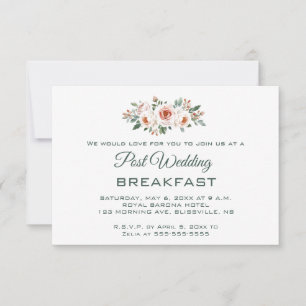 Cartão RSVP Café da Manhã Pós-Casamento com Rosas Rosa Claro E