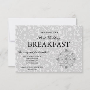 Cartão RSVP Café da Manhã Pós-Casamento Elegância Romântica
