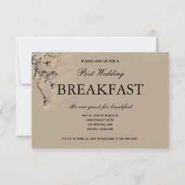 Cartão RSVP Café da Manhã Pós-Casamento Floral Bege Clássico e