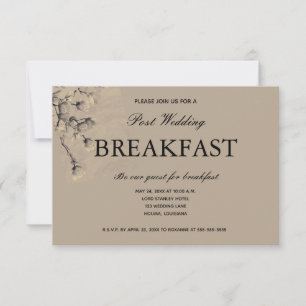 Cartão RSVP Café da Manhã Pós-Casamento Floral Bege Clássico e