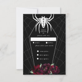 Cartão RSVP Caixão de Teia de Aranha Gótica Preto Branco Verme