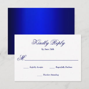 Cartão RSVP Caligrafia Azul Elegante