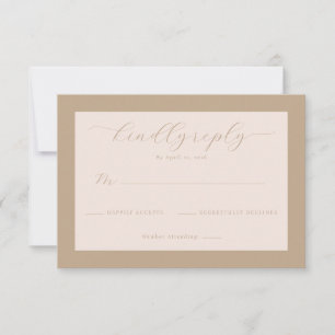 Cartão RSVP Caligrafia Bege Elegante