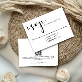 Cartão RSVP Caligrafia de Roteiro Preto e Branco 
