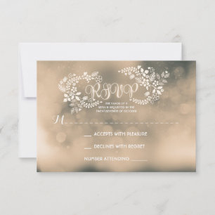Cartão RSVP Caligrafia floral da testa do vintage que wedding