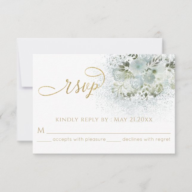 Cartão RSVP Caligrafia floral romântica Dusty (Frente)