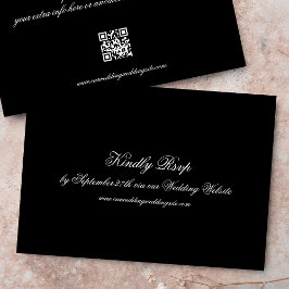 Cartão RSVP Caligrafia Formal Preta Clássica CODIGO QR Casamen