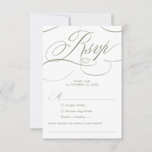 Cartão RSVP Caligrafia moderna atemporal Casamento Verde Salvi