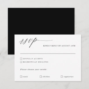 Cartão RSVP Caligrafia Moderna Casamento Romântico Elegante