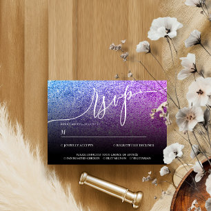 Cartão RSVP Caligrafia Moderna Casamento Rosa Brilhante Turque