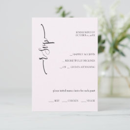Cartão RSVP Caligrafia rosa suave e elegante