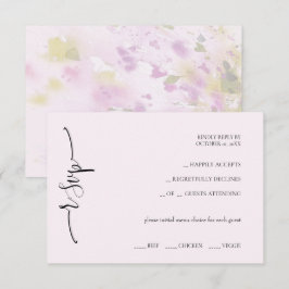 Cartão RSVP Caligrafia rosa suave e elegante