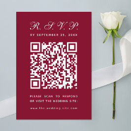 Cartão RSVP Caligrafia Simples de Casamento Burgundy Grande Có
