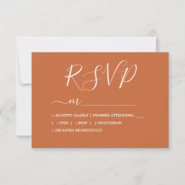 Cartão RSVP Caligrafia Simples Queimada Casamento Laranja