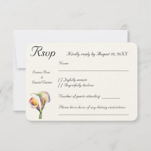 Cartão RSVP Calla Aquarela Elegante Lírios Românticos