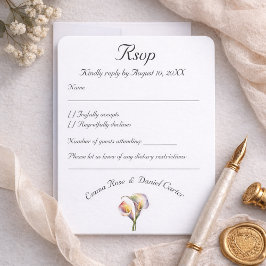Cartão RSVP Calla Aquarela Elegante Lírios Românticos