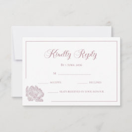 Cartão RSVP Calligraphy White Blush Pink Floral Wedding
