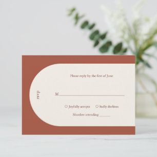 Cartão RSVP Camila Rust Arch Modern Wedding