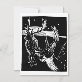 Cartão RSVP Caminhos que se Cruzam Linocut de Veado