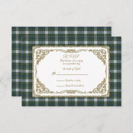 Cartão RSVP Campbell Veste Tartan Antigo Com Quadro Dourado