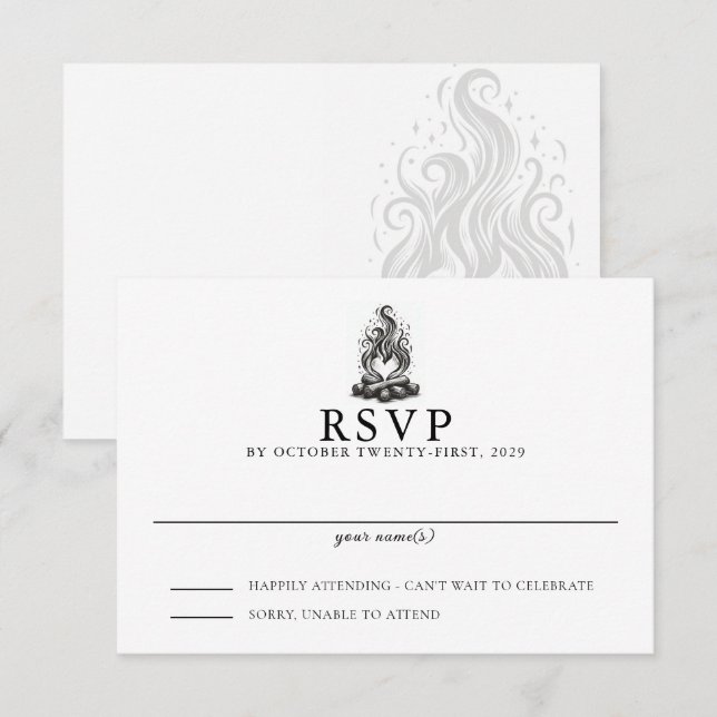 Cartão RSVP Campfire Love Wedding (Frente/Verso)
