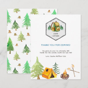 Cartão RSVP Camping Emblemas & Ícones   Obrigado pelo Aniversá
