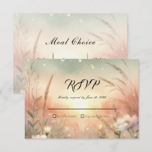 Cartão RSVP Campo de Flores Silvestres Pastel Etéreo Casamento