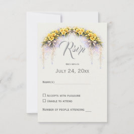 Cartão RSVP Canary Yellow Romantic Freesia Floral Wedding