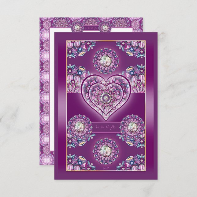 Cartão RSVP Cardinal Red Rosace (Frente/Verso)