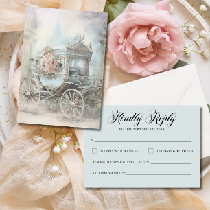 Cartão RSVP Carruagem Floral Enfeitiçada Conto de Fadas Casame