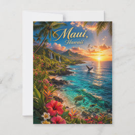 Cartão RSVP Cartaz de Viagem da Costa Tropical do Maui Havaí