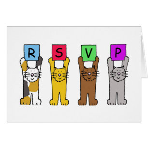Cartão RSVP Cartoon Cats Holding Letters