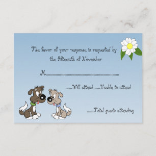 Cartão RSVP Cartoon Doggie Wedding Response Card