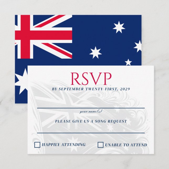 Cartão RSVP Casal Australiano (Frente/Verso)