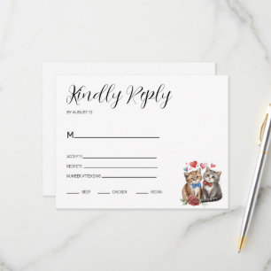 Cartão RSVP Casal de Gatos Apaixonados