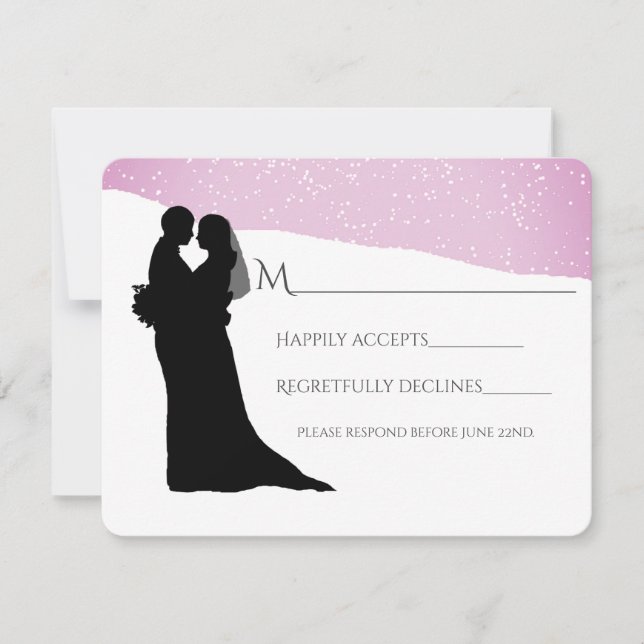 Cartão RSVP Casal em um Casamento no inverno de Montanha Snowy (Frente)