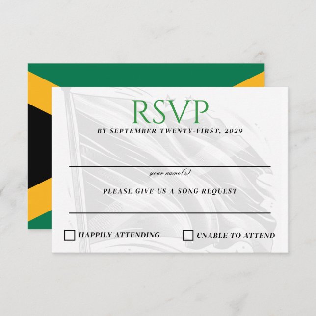 Cartão RSVP Casal Jamaica (Frente/Verso)