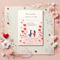 Casal romântico Casamento de corações vermelhos Si