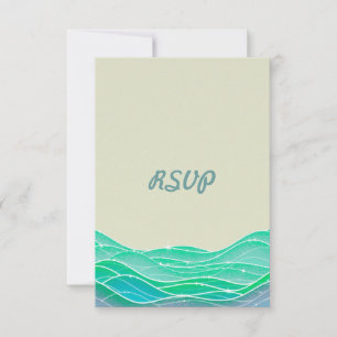 Cartão RSVP Casamento à Beira-Mar Ondas Mágicas Convidam