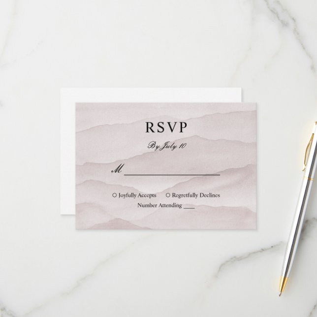 Cartão RSVP casamento abstrato poeirento de montanhas rosa (Frente/Verso In Situ)
