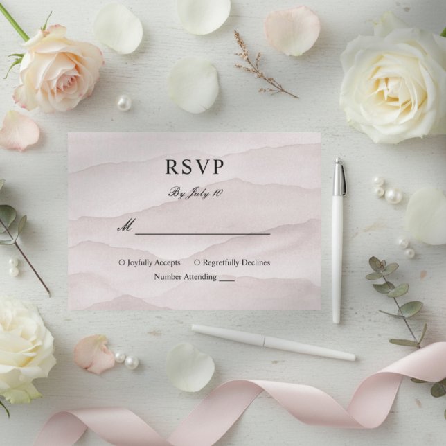 Cartão RSVP casamento abstrato poeirento de montanhas rosa (Criador carregado)