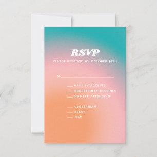 Cartão RSVP Casamento Abstrato Rosa Laranja Azul Turquesa Retr